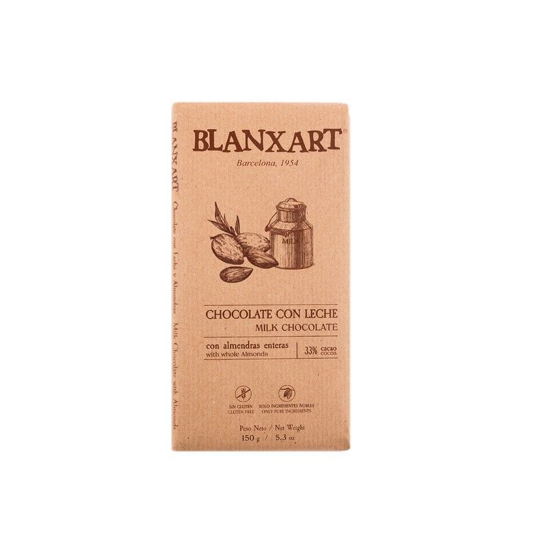 Chocolate leche 33% almendra blanxart 150 grs