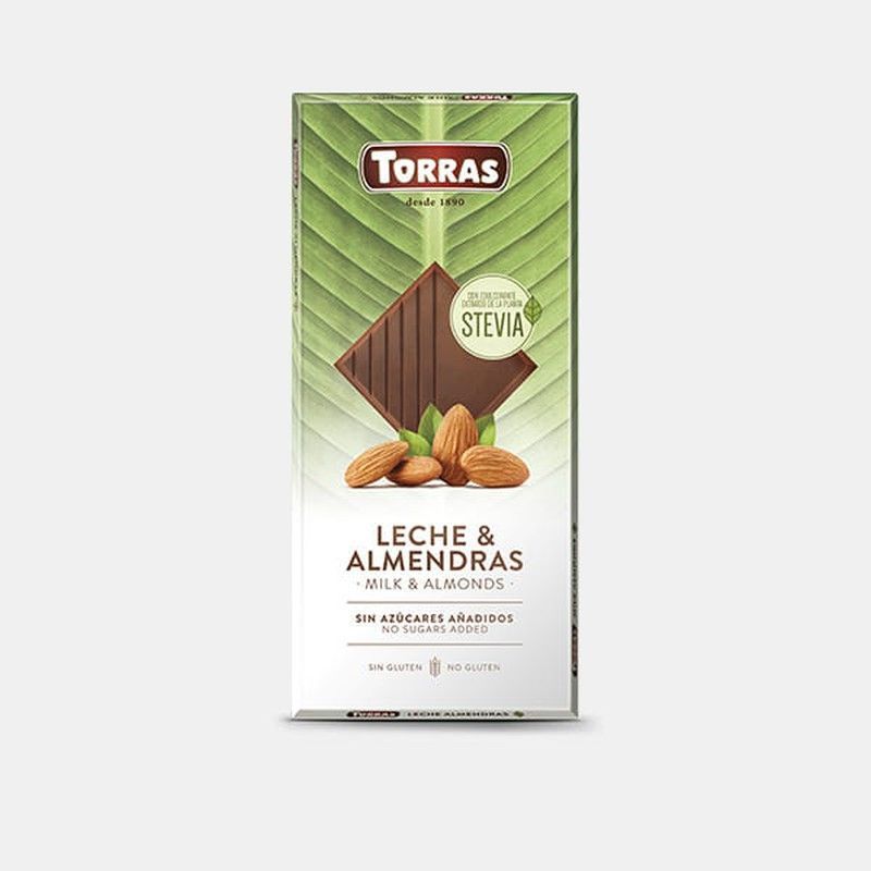 Chocolate leche almendra torras sin azúcar stevia 125 grs