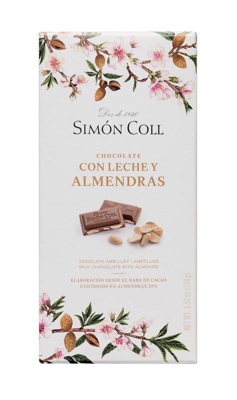 Chocolate leche almendras 100 grs simon coll