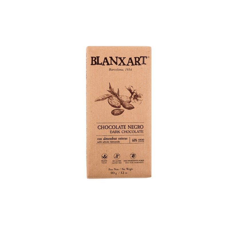 Chocolate negro 60% almendra blanxart 150 grs