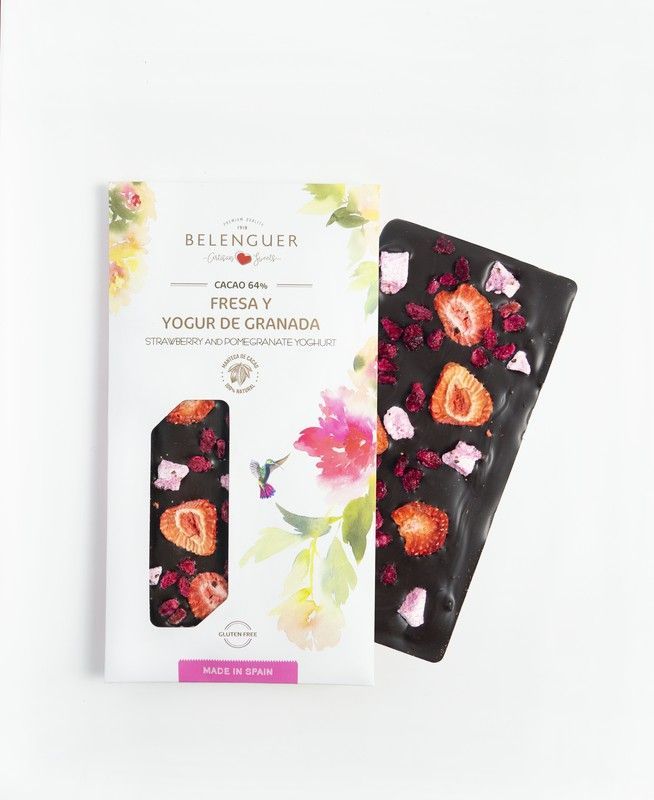 Chocolate Negro 64% con fresa y yogur de granada Artesano Belenguer 95 g