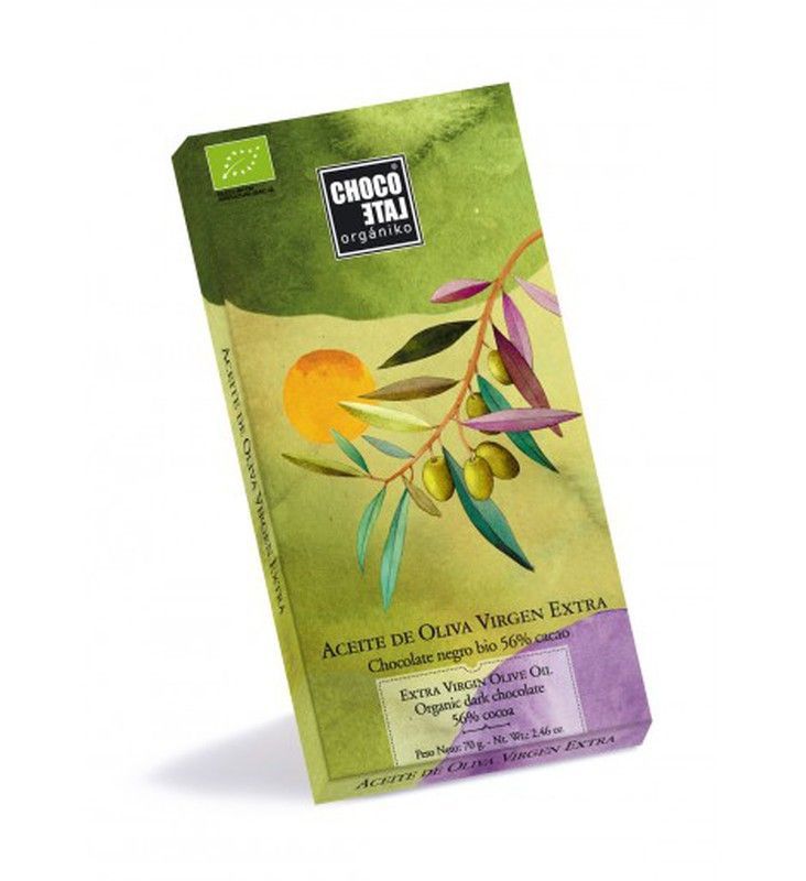 Chocolate negro, aceite de oliva virgen 56 % de cacao organiko
