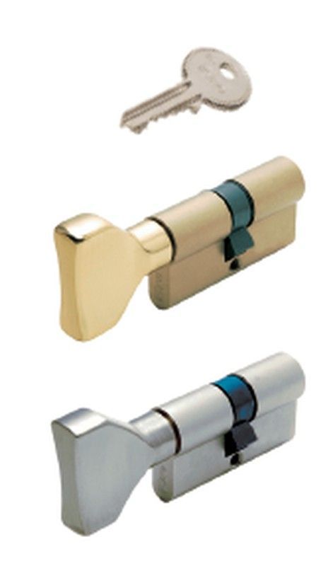 Cilindro / bombín Europeo Niquel 30+30 con Pomo leva Larga.