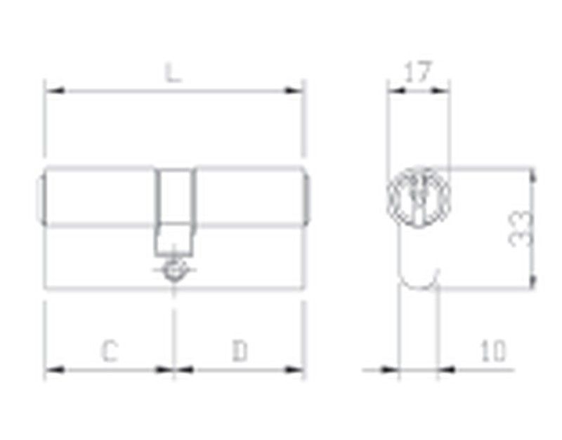 Cilindro / bombín Pera 30+30 Niquel leva Larga.