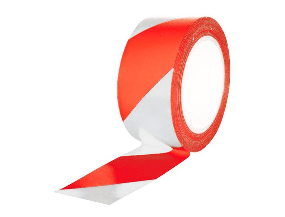 Cinta adhesiva q-connect de seguridad blanca y roja 20 mt x 48 mm