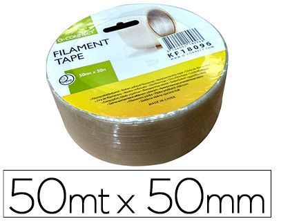 Cinta adhesiva q-connect monofilamentos transparente 50 mt x 50 mm para embalaje