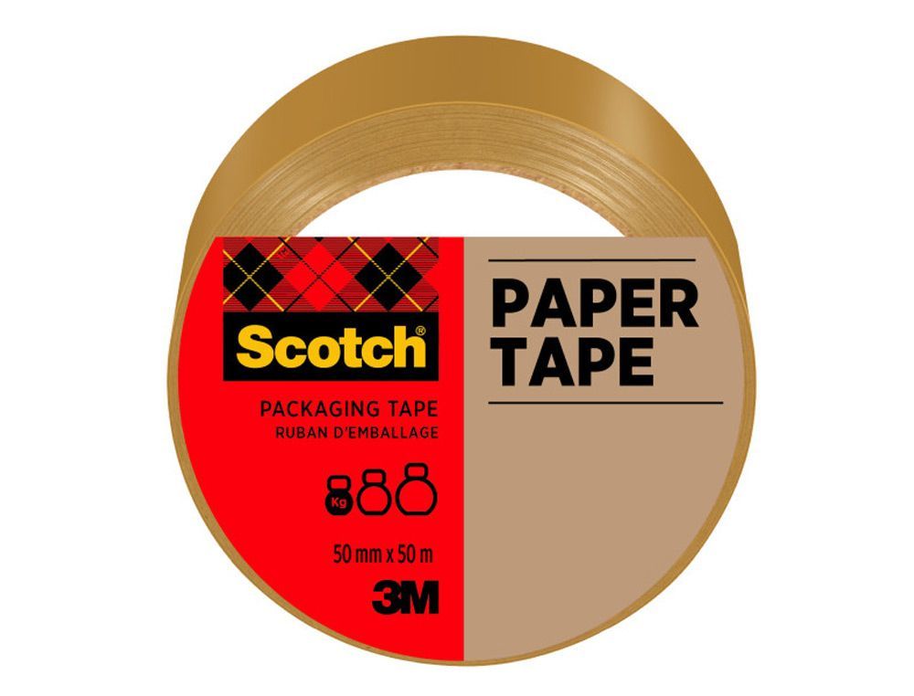 Cinta adhesiva scotch papel color marron para envios postales 50 mt x 50 mm