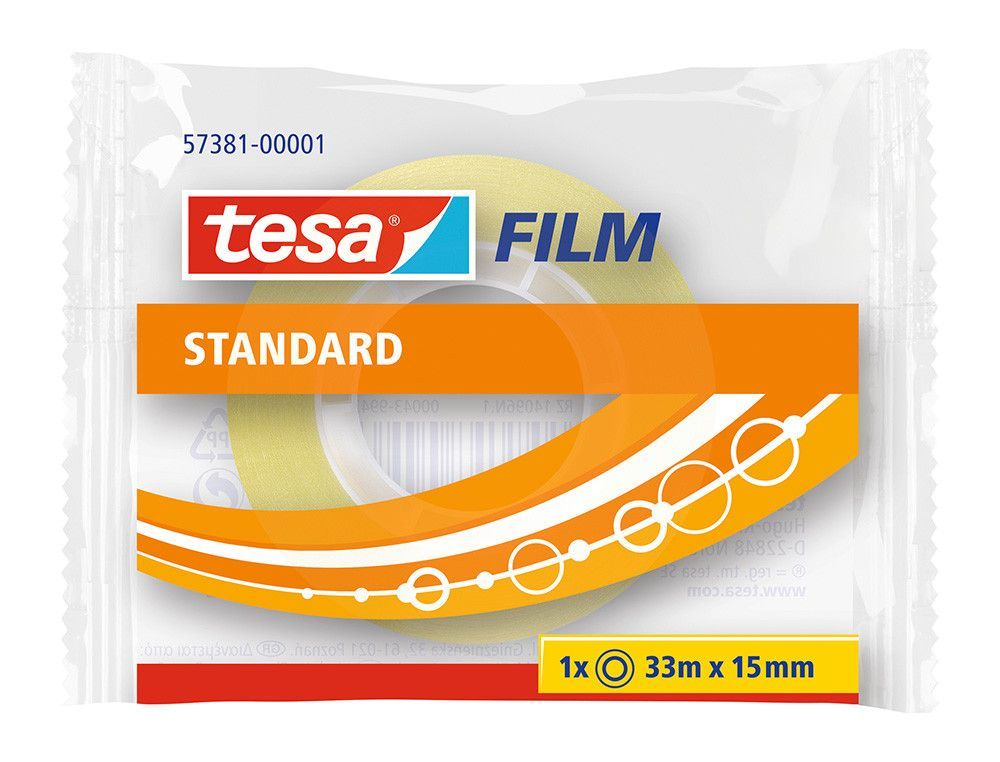 Cinta adhesiva Tesa bolsa individual 15mm x 33m (1 rollo)