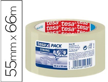 Cinta Adhesiva Tesa Transparente Strong 66 Mt X 50 mm para Embalaje Bajo Ruido