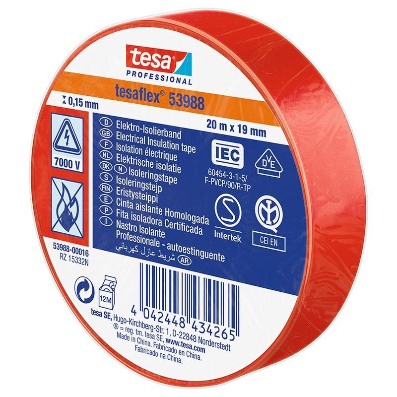 Cinta aislante TESA Tesaflex Cinta Ais.Tesaflex 19X20M.Ng.Tesa Rojo