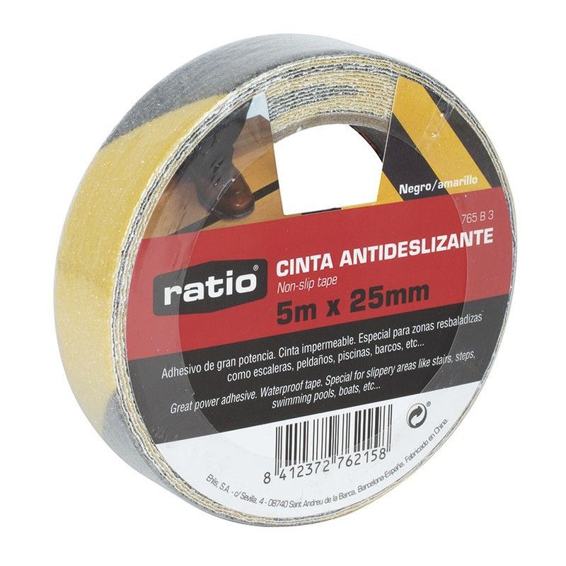Cinta Antidesliz. 25mm.X5m.Neg/Am. Ratio