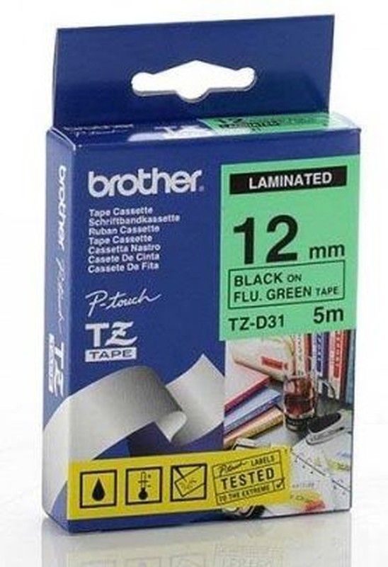 Cinta Brother laminada Flourescente verde/Negro