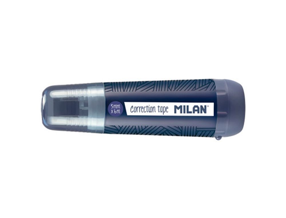 Cinta correctora milan 5 mm x 6 m coleccion 430 since 1918 azul marino blister de 1 unidad + 1 recambio