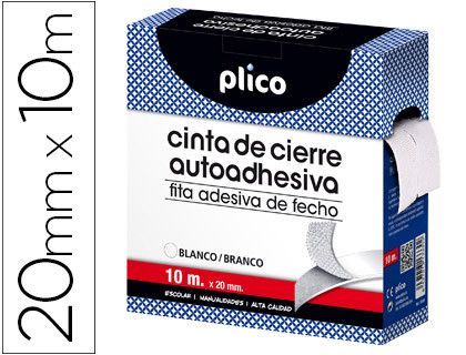 Cinta de cierre adhesiva plico velcro blanco 20mm x 10m