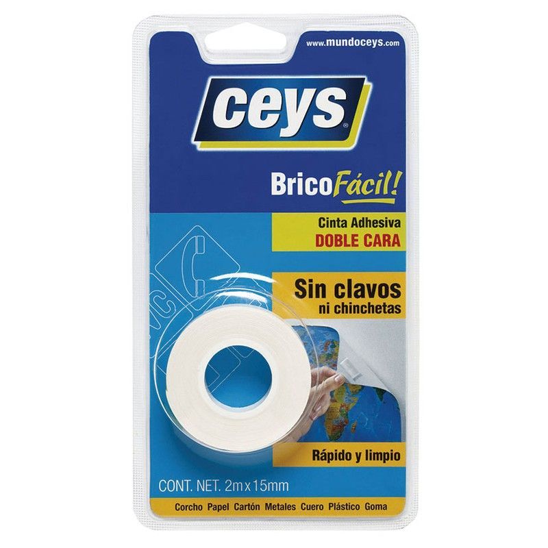 Cinta doble cara CEYS Brico Fácil Cinta Adhesiva 2 Caras 2 Mx15 Mm.