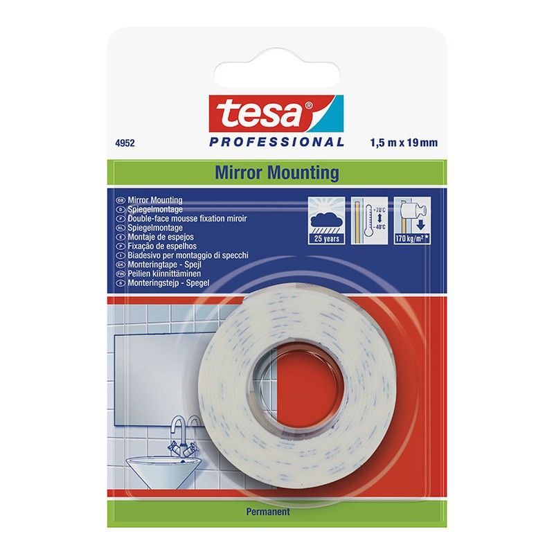 Cinta doble cara TESA Montaje espejos Cinta D/C Montaje Espejos .19Mmx1,5M