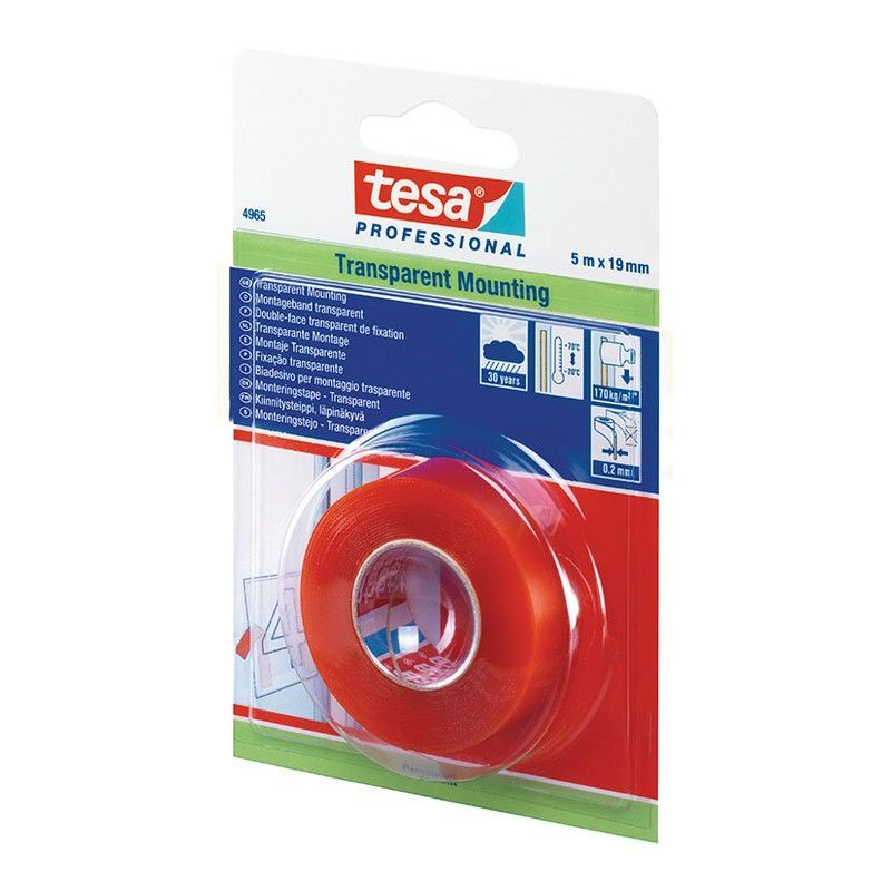 Cinta doble cara TESA Montaje transparente Premium Cinta D/C Mtaje Transp.Premium.19Mmx25M