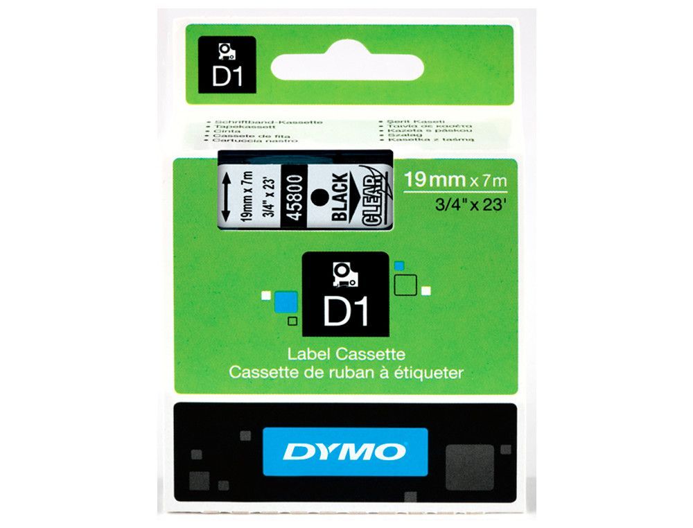 Cinta Dymo D1 19mm x 7 m Negro sobre Transparente