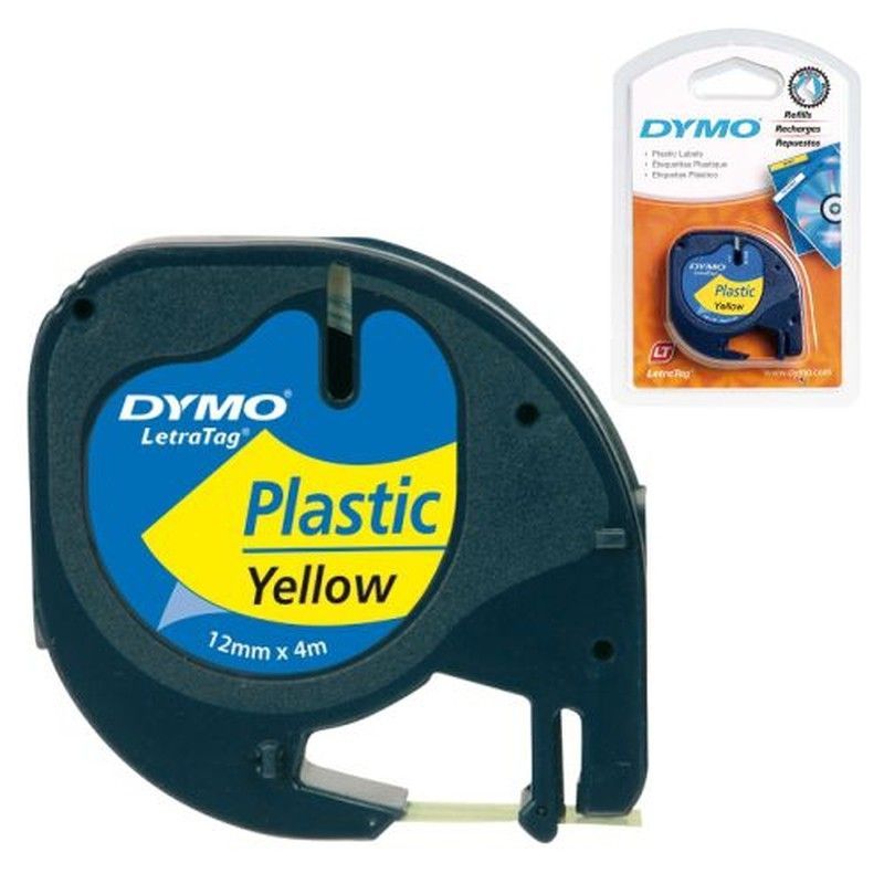 Cinta DYMO letratag 12 mm. Negro/amarillo