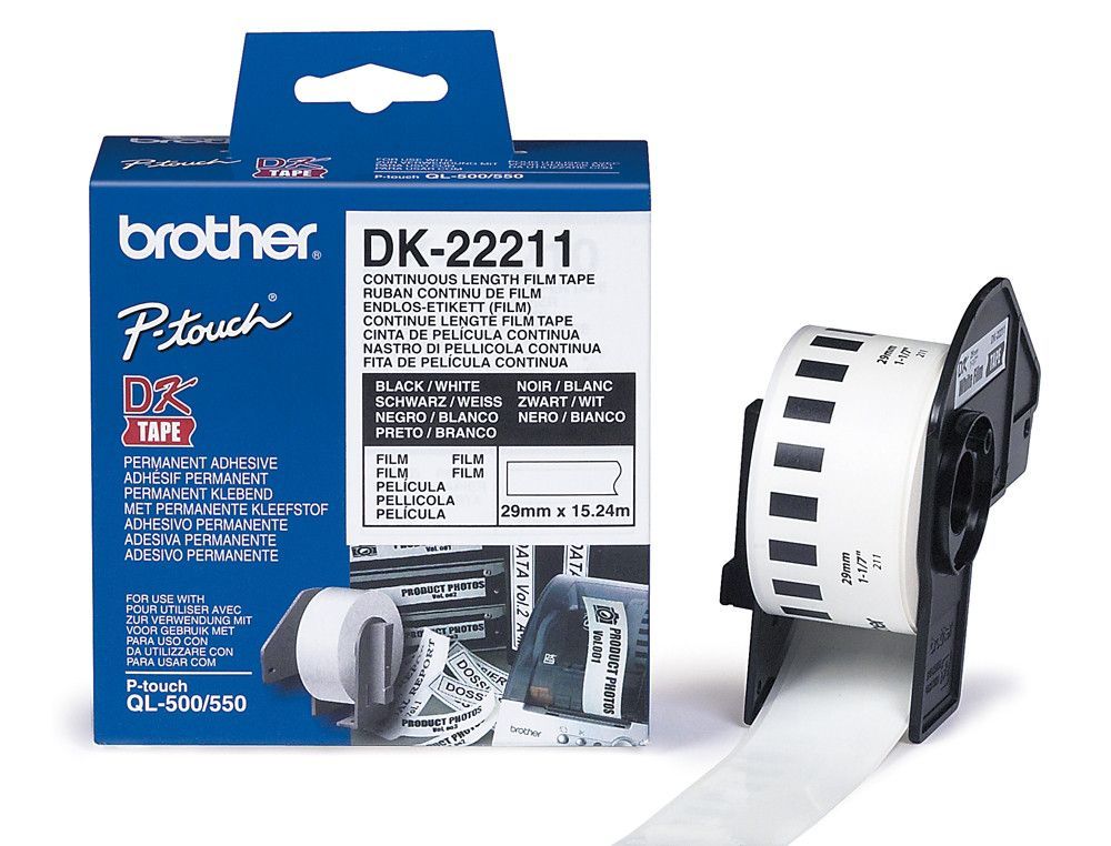 Cinta plastificada Brother 29mm x 15m negro sobre blanco