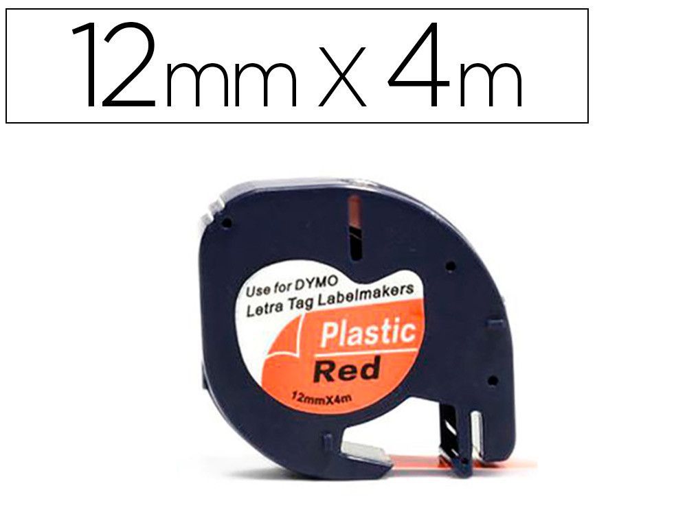 Cinta q-connect 12mm x 4mt negro-rojo cosmico para maquina letratag
