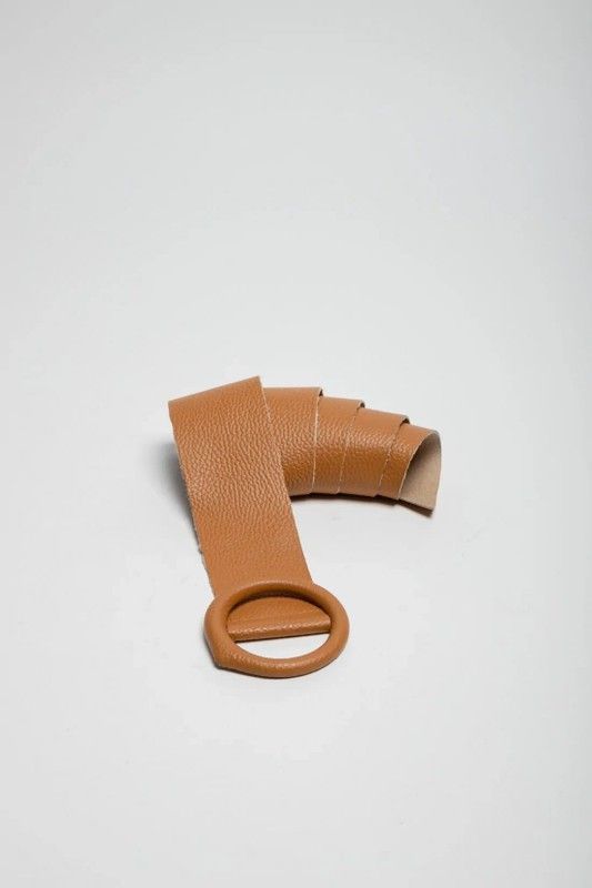 Cinturón De Piel Basic Para Mujer Camel