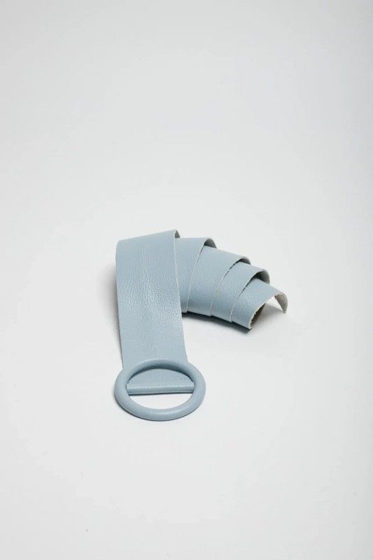 Cinturón De Piel Basic Para Mujer Celeste