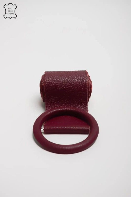 Cinturón De Piel Basic Para Mujer Granate