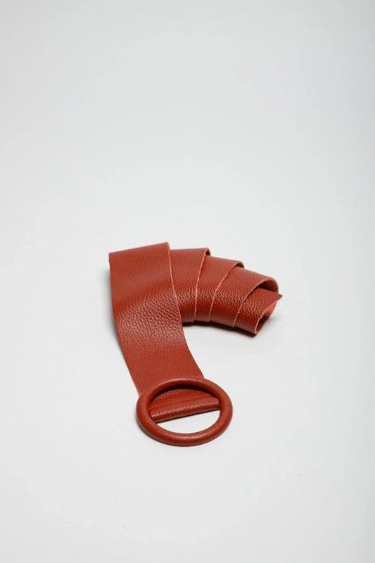 Cinturón De Piel Basic Para Mujer Teja