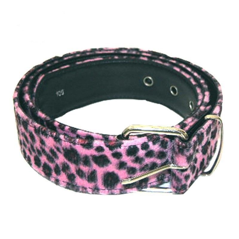 Cinturon Pelo Leopardo Rosa