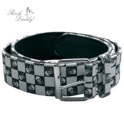 Cinturon Tejido Cuadros B&N Calaveras
