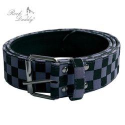 Cinturon Tejido Cuadros Lilas Y Negros