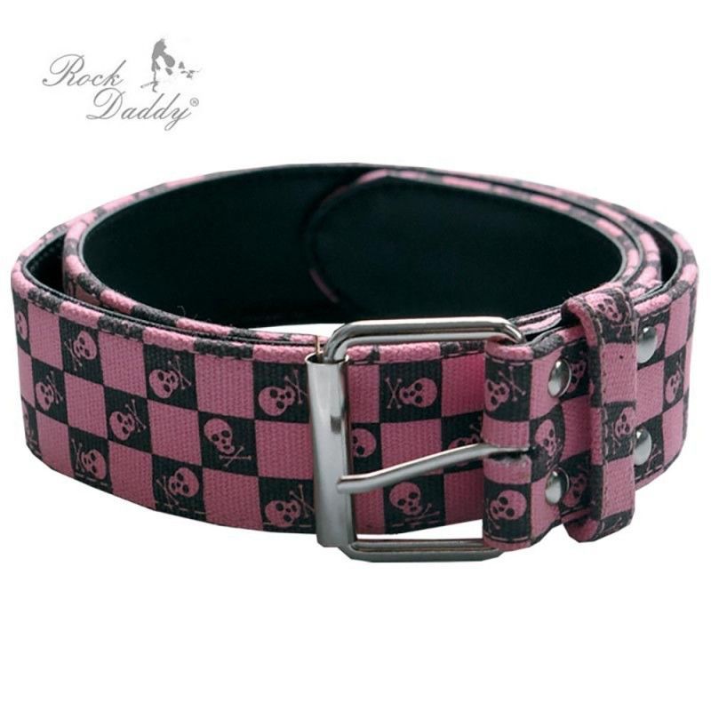 Cinturon Tejido Cuadros Rosa7Negro Pirat