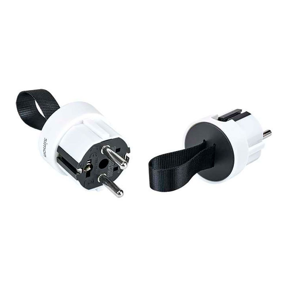 Clavija Extraplana 2P+Tt Schuko Salida Lateral 16 A 250 V~ Facil Extraccion, Blanca