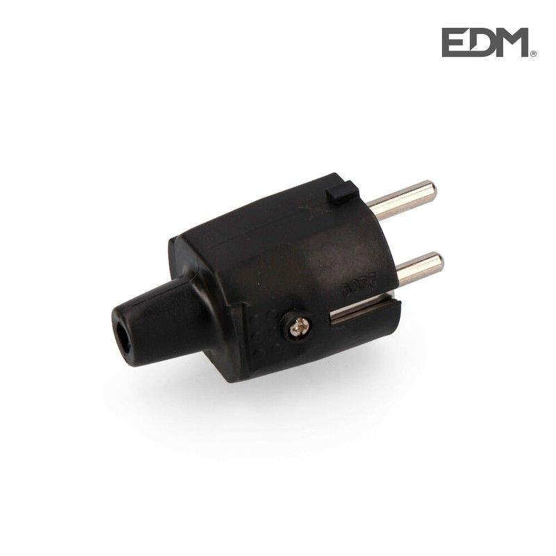Clavija goma 10/16 a 250 v t/tl ip44 4,8 mm negra retrac. Edm