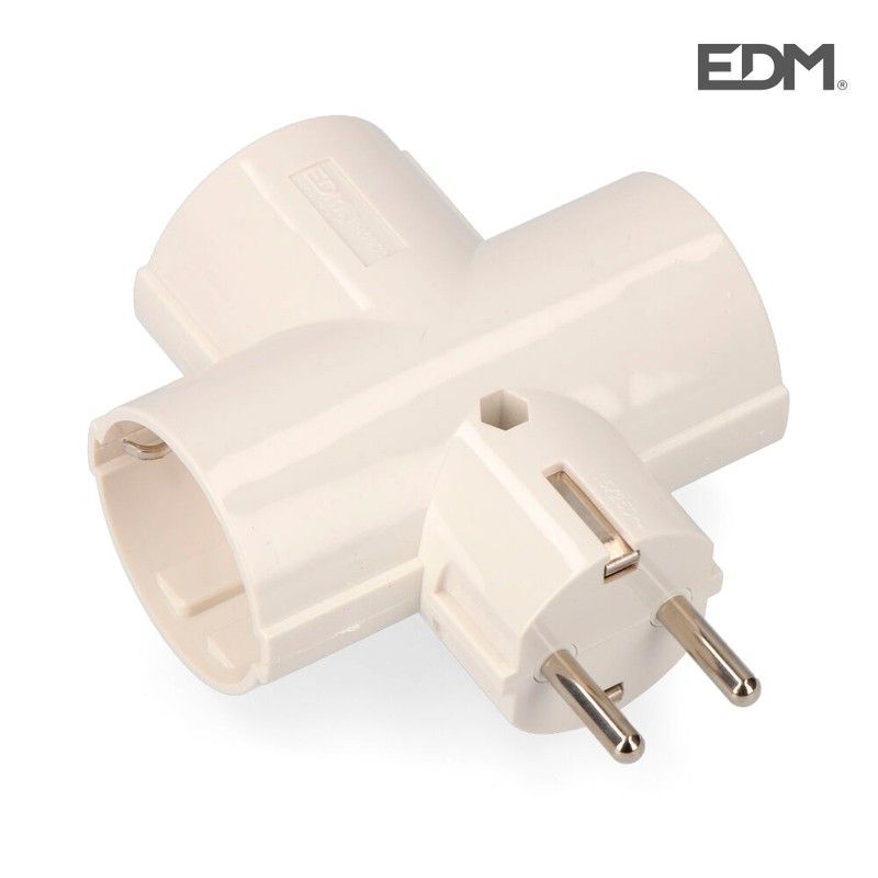 Clavija triple con baquelita envasado t/tl 16a 250v edm