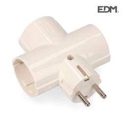 Clavija triple con baquelita envasado t/tl 16a 250v edm