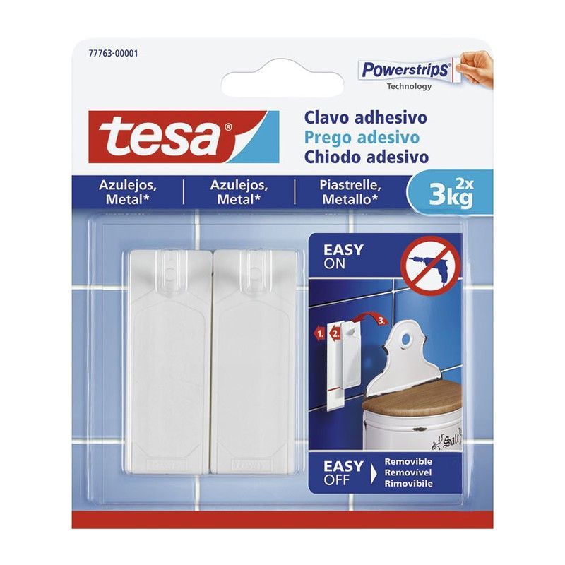 Clavo cuelgacuadros TESA TAPE Smart Mounting. Clavo Adhes.Sup. Lisas. Hasta 3 Kg.