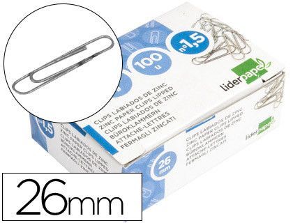Clips Liderpapel N. 1,5 Labiados 26 mm Caja de 100 Unidades