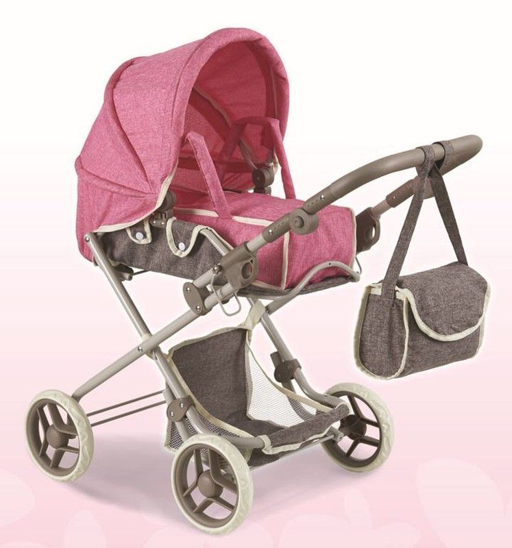 Coche Capota Con Bolso Marron-Rosa