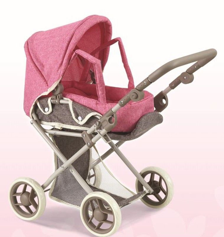 Coche Capota Con Capazo Marron-Rosa