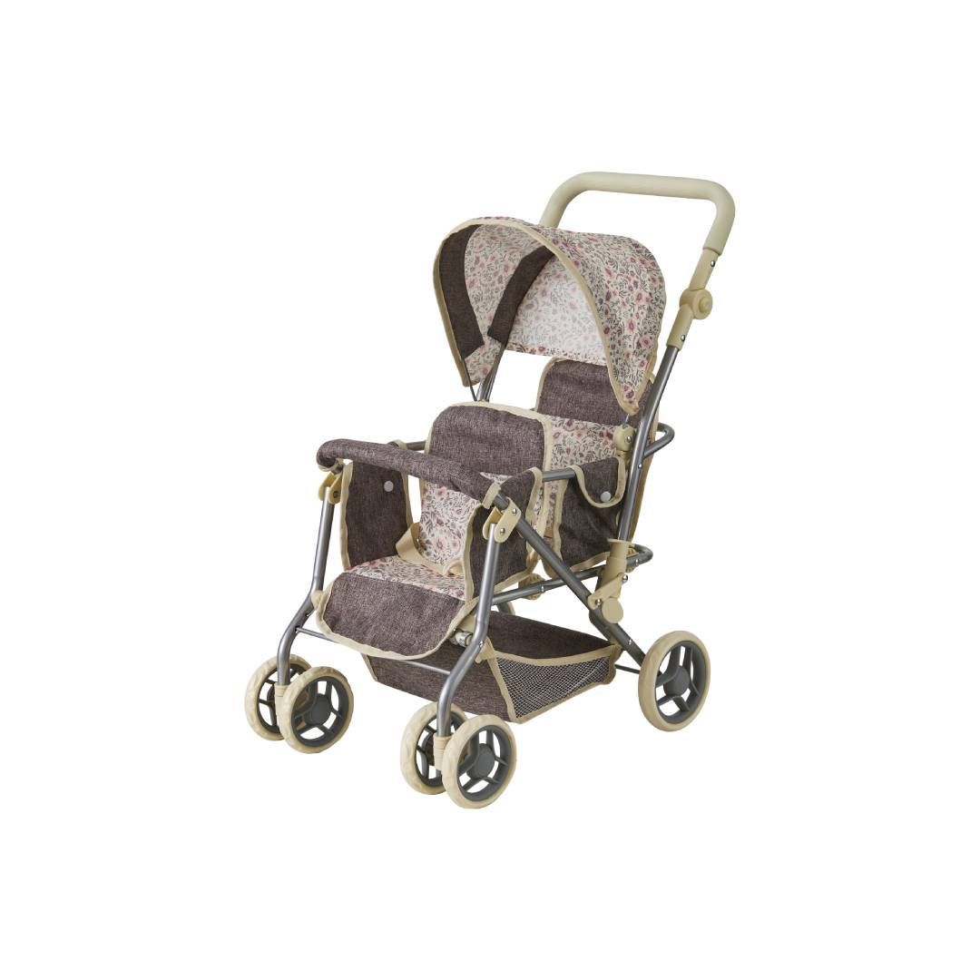 COCHE GEMELOS RUEDA GIRATORIA ESTAMPADO BEIGE