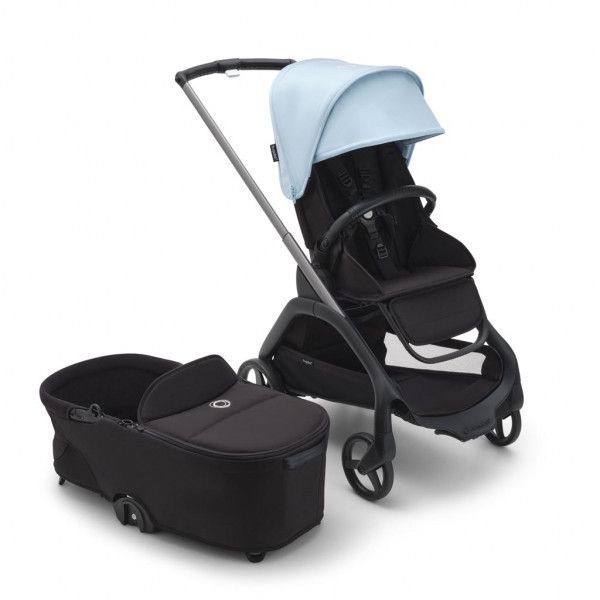 Cochecito 2 Piezas Bugaboo Dragonfly chasis graphito, base negra capota sky blue