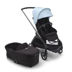 Cochecito 2 Piezas Bugaboo Dragonfly chasis graphito, base negra capota sky blue