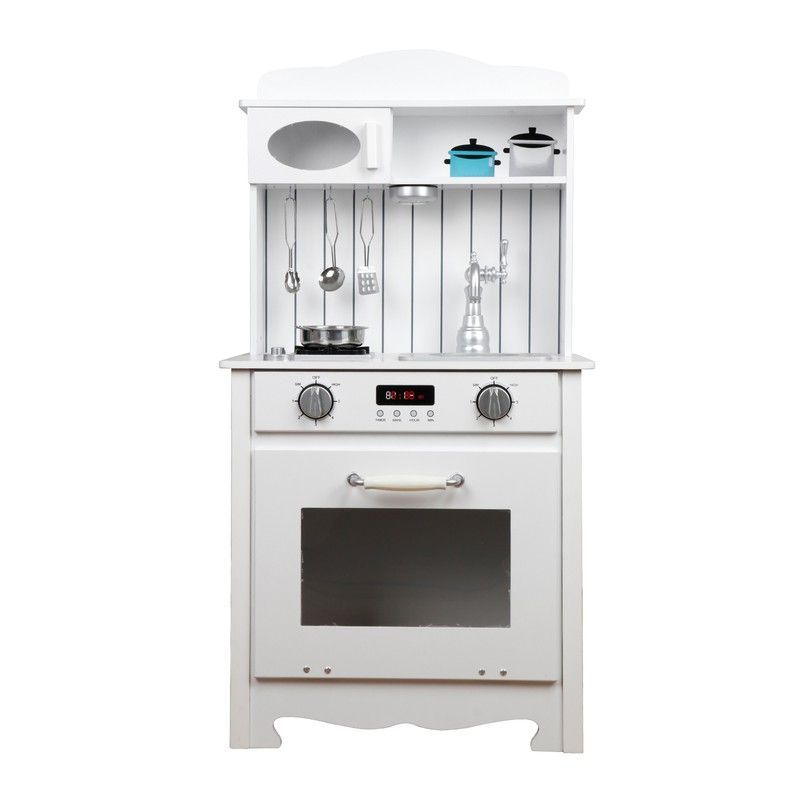 Cocina infantil de madera en blanco, 93 x 43 x 28,5 cm | Eva