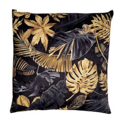 Cojín Arsen de terciopelo en negro, 45 x 45 x 10 cm