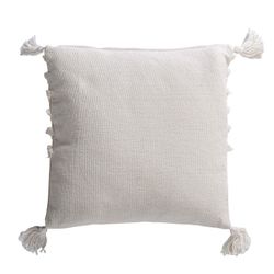 Cojín con flecos de algodón blanco, 45 x 10 x 45 cm | Zahara