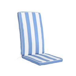 Cojín con respaldo para silla de tejido en azul celeste y blanco, 42 x 115 x 5 cm | Rayas