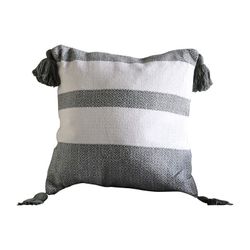 Cojín de algodón beige/verde, 45 x 45 cm