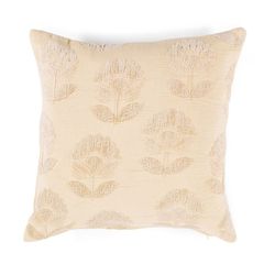 Cojín de algodón en color beige, 45 x 45 x 10 cm | Dalia